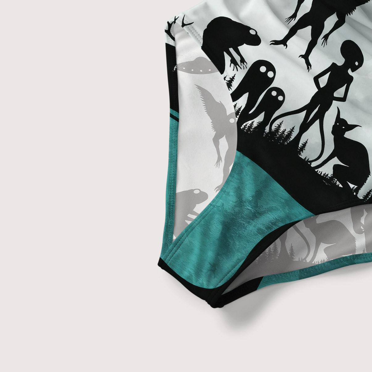 Purplehecate Alien Lake Monster Encounter Slim-Strap Swimsuit