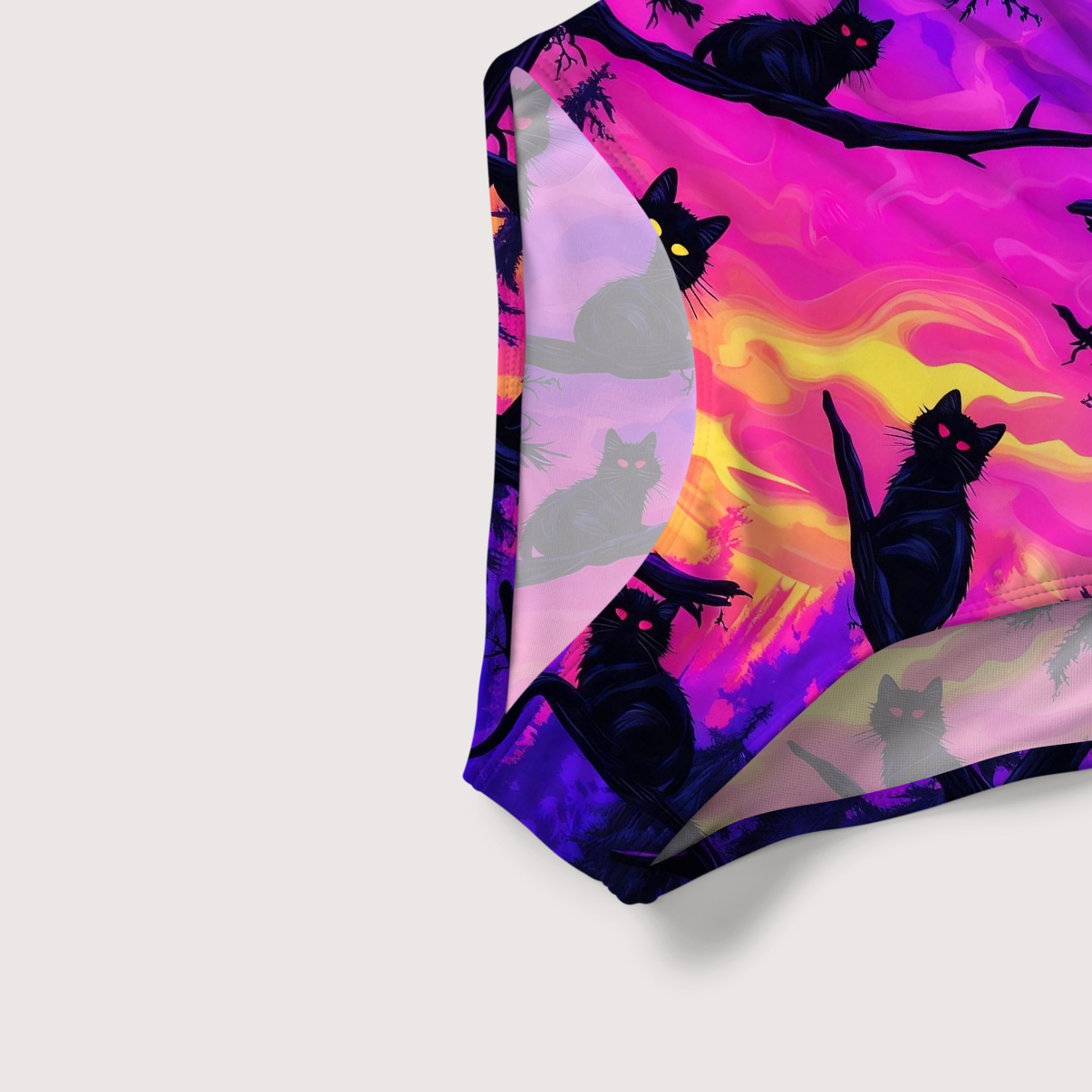 Purplehecate Twilight Forest Guardian Cat Slim-Strap Swimsuit