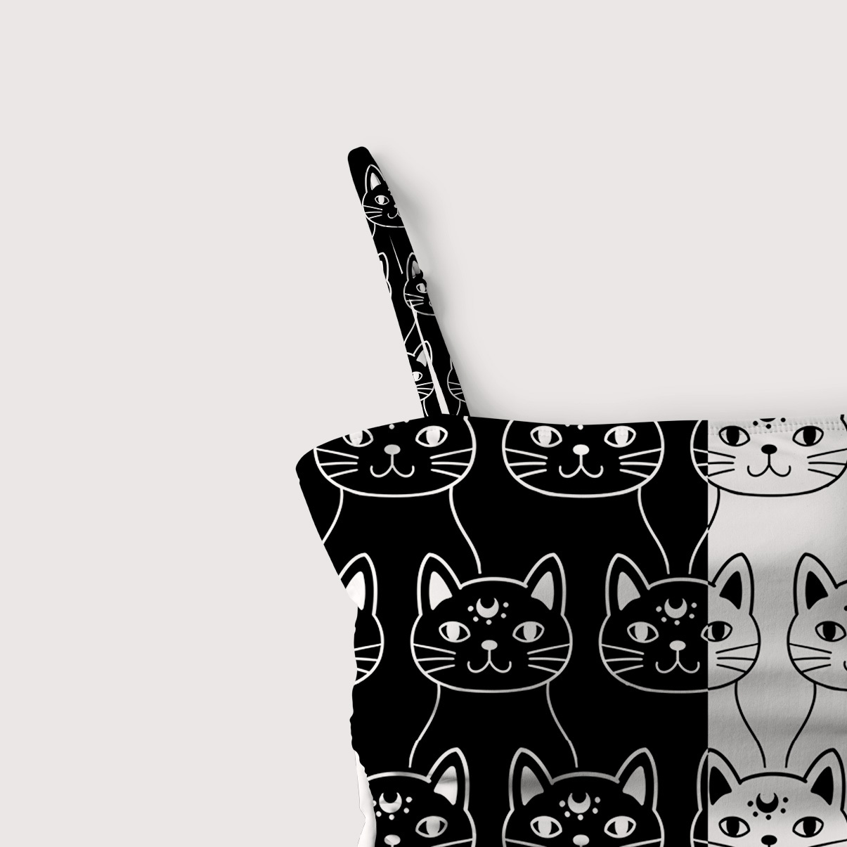 Purplehecate Sketchy Cat Slim-Strap Swimsuit