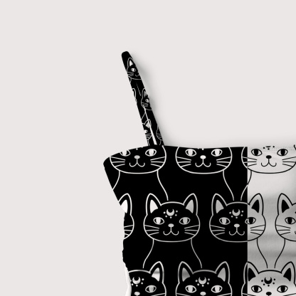 Purplehecate Sketchy Cat Slim-Strap Swimsuit