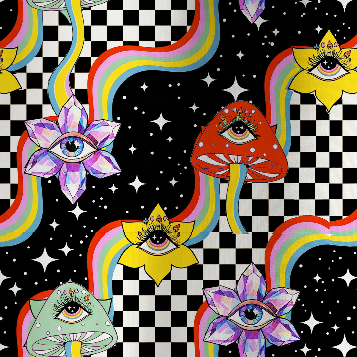 Purplehecate Enchanted Mushroom Eye Blossom All Over Print T-Shirt