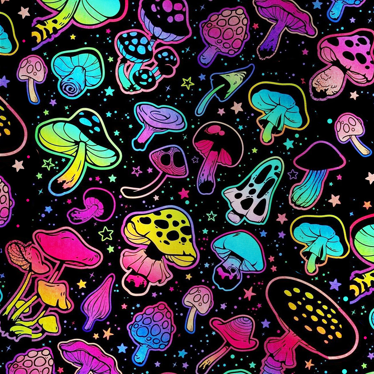 Purplehecate Psychedelic Mushroom Rave All Over Print T-Shirt