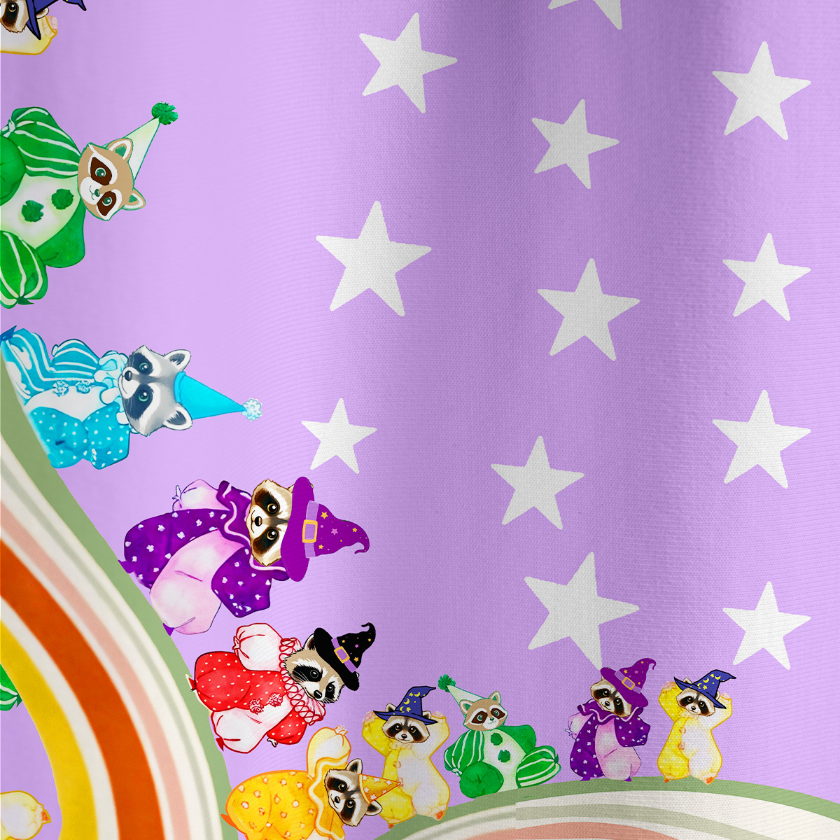 Purplehecate Rainbow Raccoon Star All Over Print T-Shirt