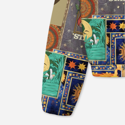 Purplehecate Starry Moon Patchwork for Cosmic Lovers All-Over Print Hoodie