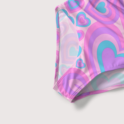 Purplehecate Soft Pastel Love Waves Slim-Strap Swimsuit