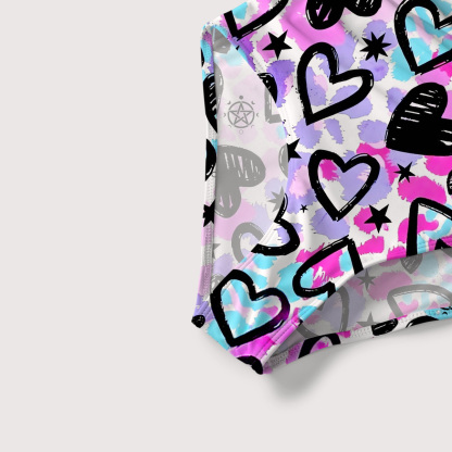 Purplehecate Heartful Magic Slim-Strap Swimsuit