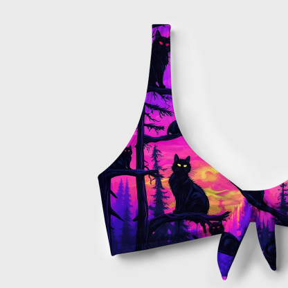 Purplehecate Twilight Forest Guardian Cat Versa-Tie Two-Piece Swimsuit
