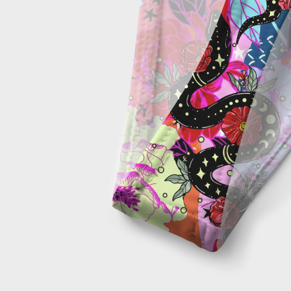 Purplehecate Enchanted Black Serpent & Floral Pattern Versa-Tie Two-Piece Swimsuit