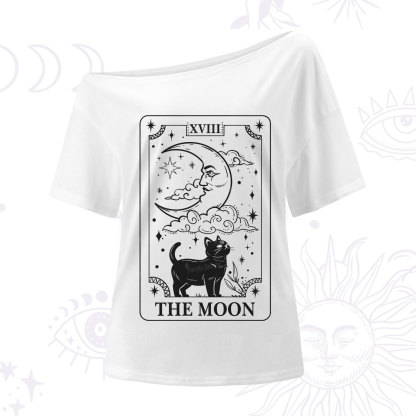 Purplehecate The Moon Tarot Card Cat One Shoulder T-Shirt