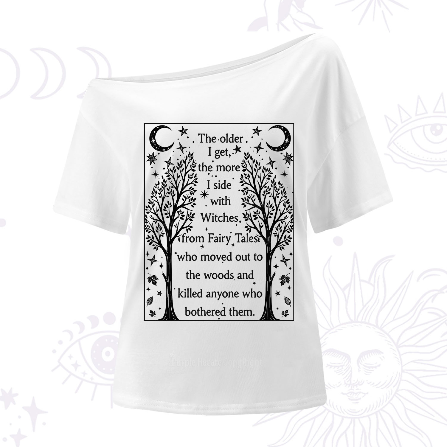 Purplehecate Side With Witches One Shoulder T-Shirt