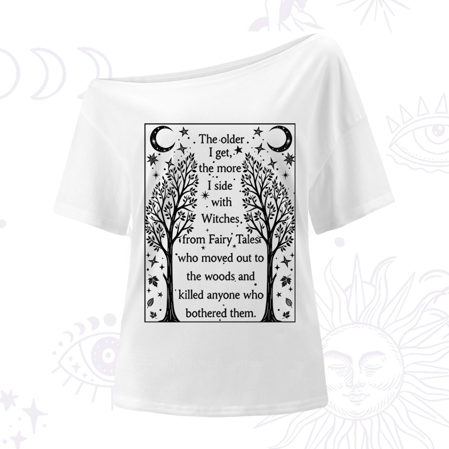 Purplehecate Side With Witches One Shoulder T-Shirt