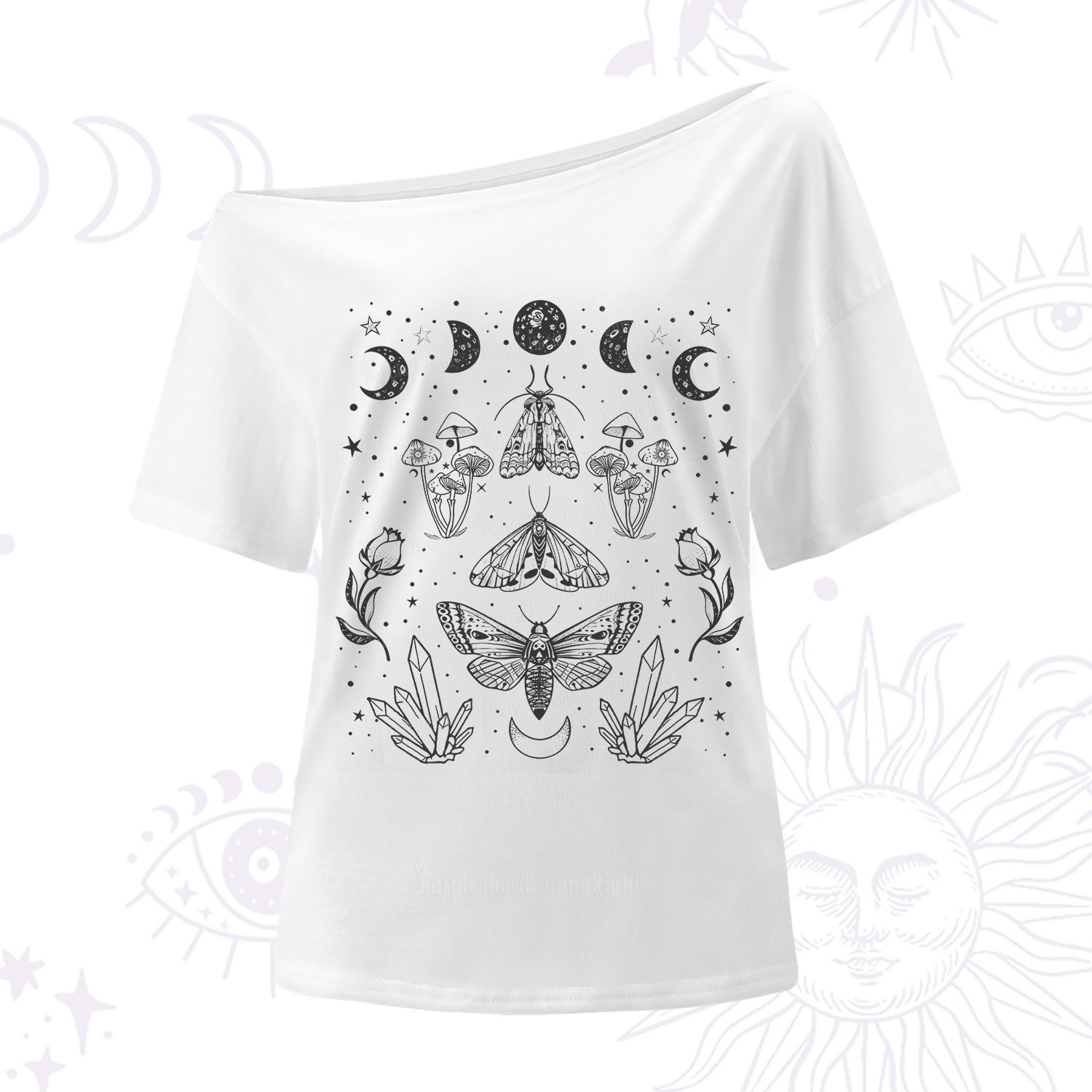 Purplehecate Mystical Moth One Shoulder T-Shirt