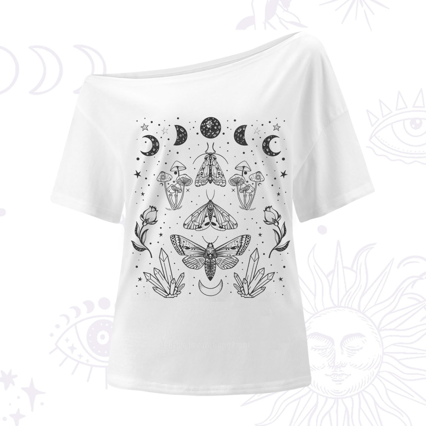 Purplehecate Mystical Moth One Shoulder T-Shirt