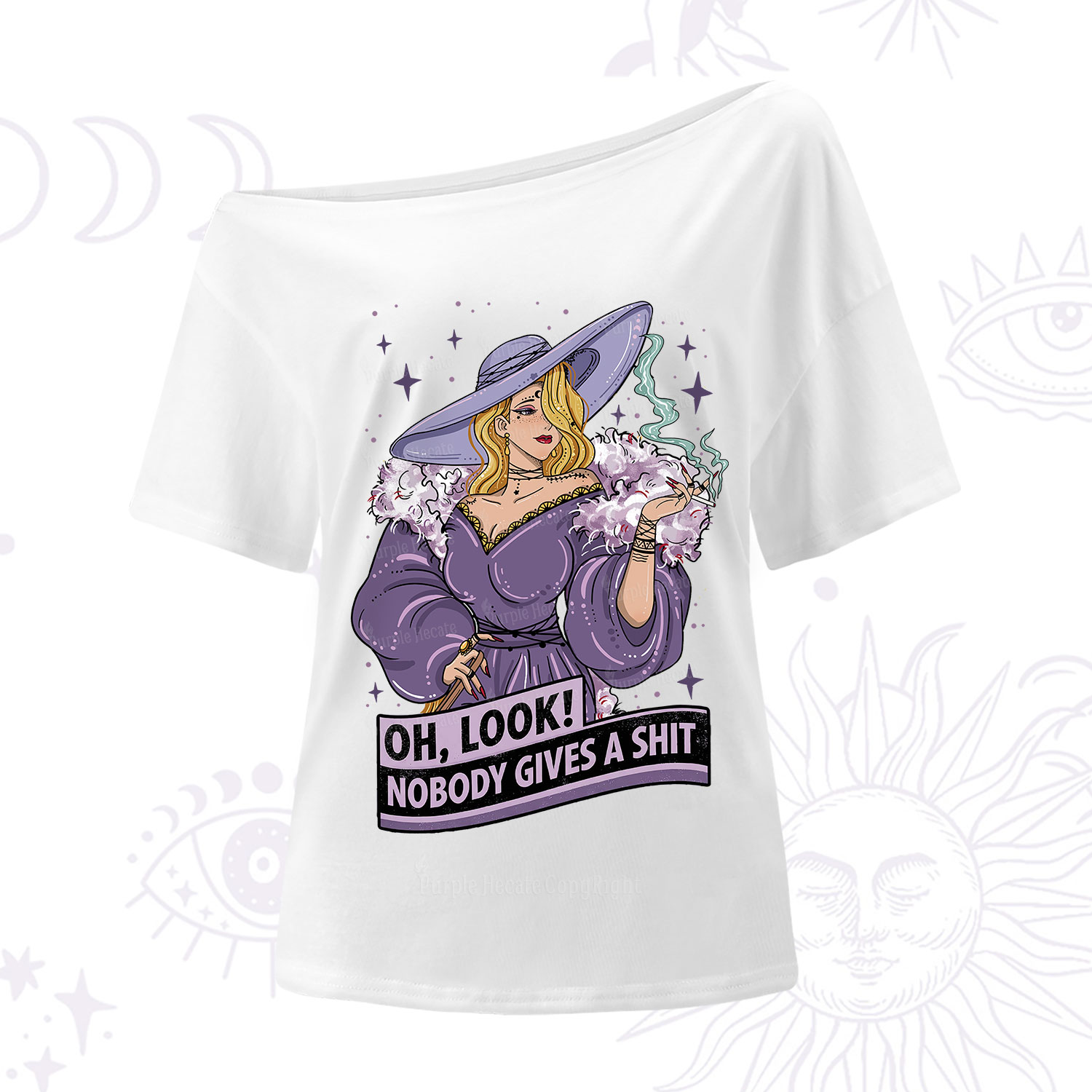 Purplehecate Oh Look Nobody Gives A Shit One Shoulder T-Shirt