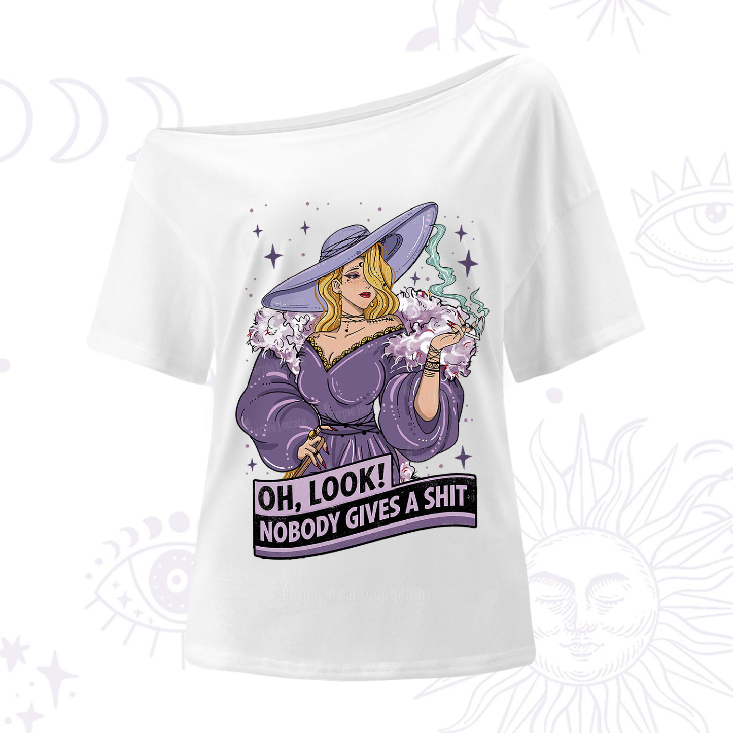 Purplehecate Oh Look Nobody Gives A Shit One Shoulder T-Shirt