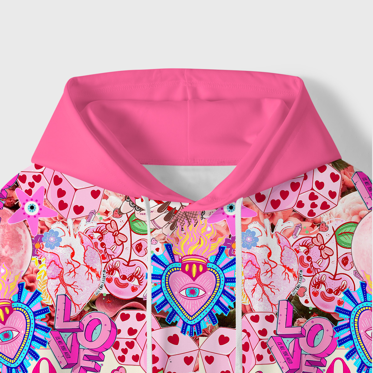 Purplehecate Queen of Hearts Angel Graphic All-Over Print Hoodie