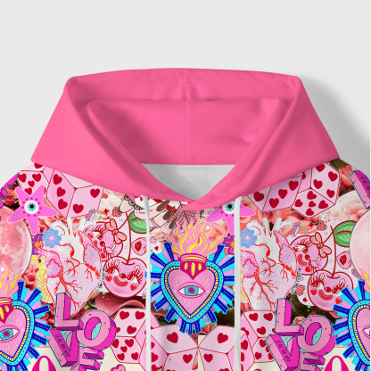 Purplehecate Queen of Hearts Angel Graphic All-Over Print Hoodie