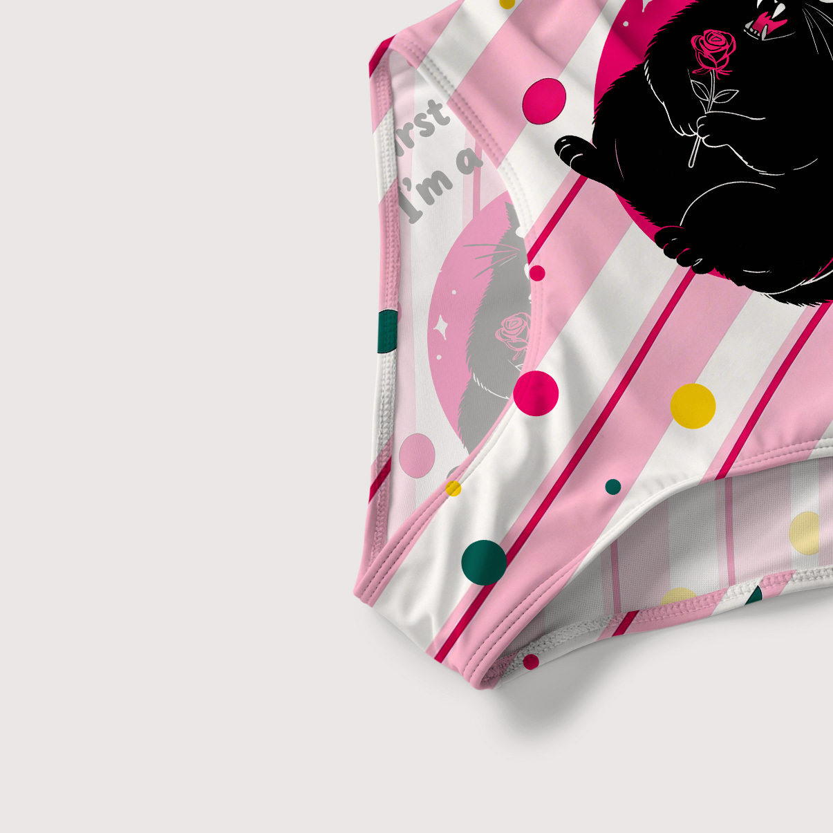 Purplehecate First Of All I'm A Delight Cat Slim-Strap Swimsuit