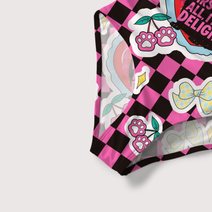 Purplehecate First Of All I'm A Delight Cat Slim-Strap Swimsuit