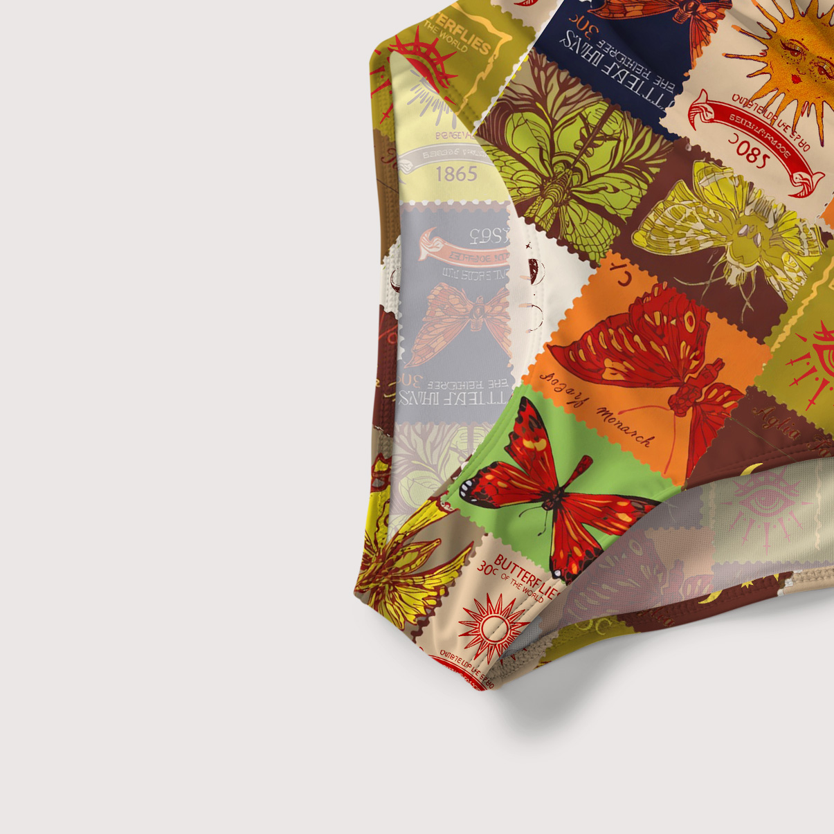 Purplehecate Butterfly Celestial Patchwork Slim-Strap Swimsuit