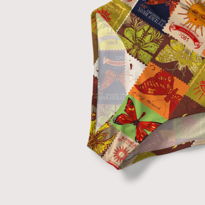 Purplehecate Butterfly Celestial Patchwork Slim-Strap Swimsuit