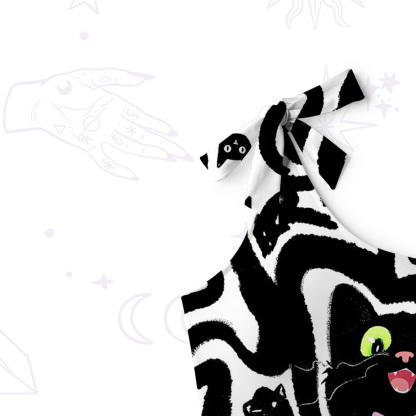 Purplehecate Black Cat One-Shoulder One-Piece Swimsuit