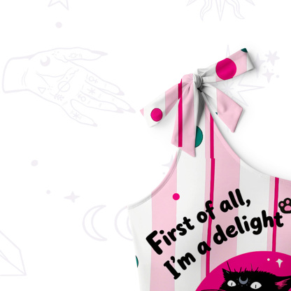 Purplehecate First Of All I'm A Delight Cat One-Shoulder One-Piece Swimsuit