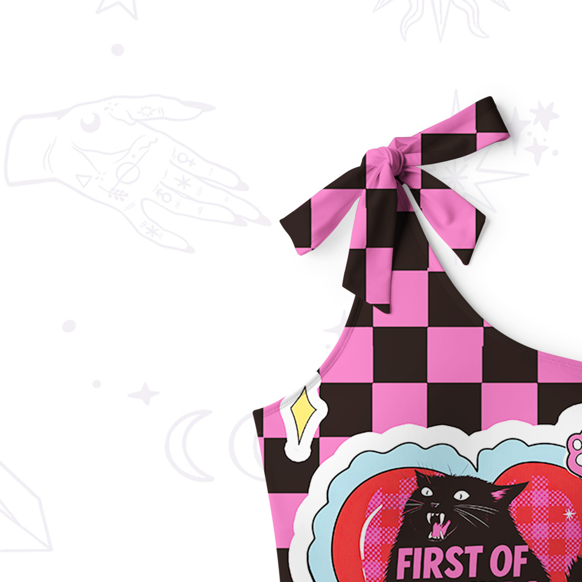 Purplehecate First Of All I'm A Delight Cat One-Shoulder One-Piece Swimsuit