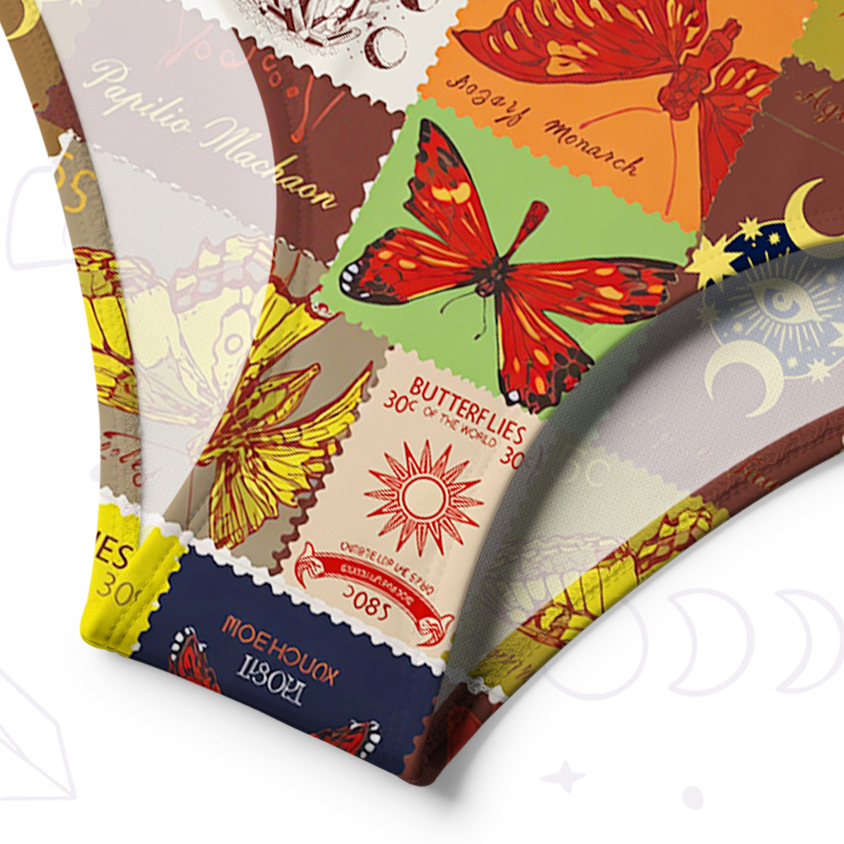 Purplehecate Butterfly Celestial Patchwork One-Shoulder One-Piece Swimsuit