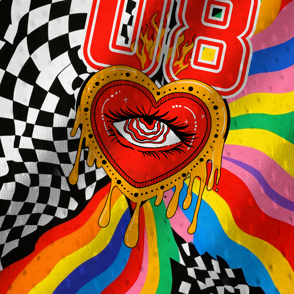 Purplehecate Trippy Rainbow Heart Eye Mesh Jersey Tank Top