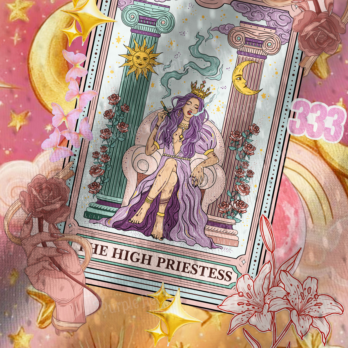 Purplehecate The High Priestess Tarot Card Mesh Jersey Tank Top