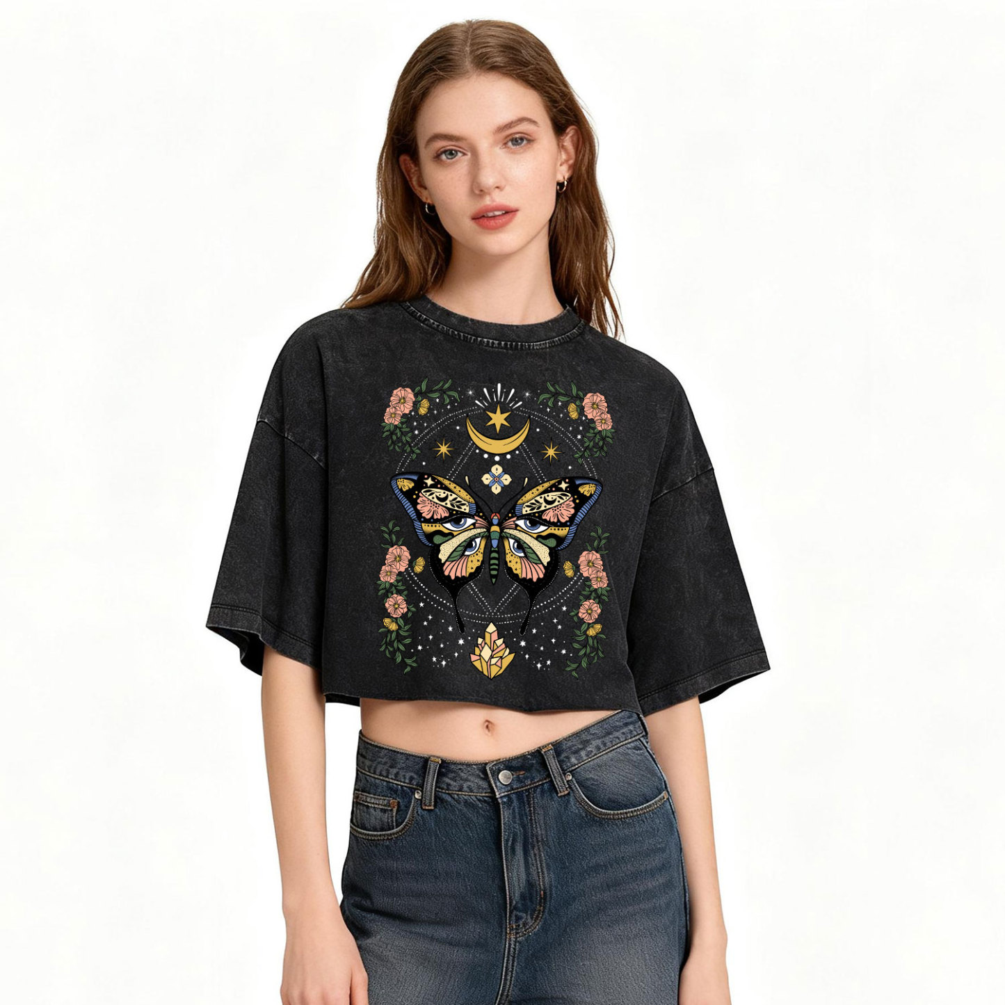 Purplehecate I Am Opening Washed Cropped T-Shirt