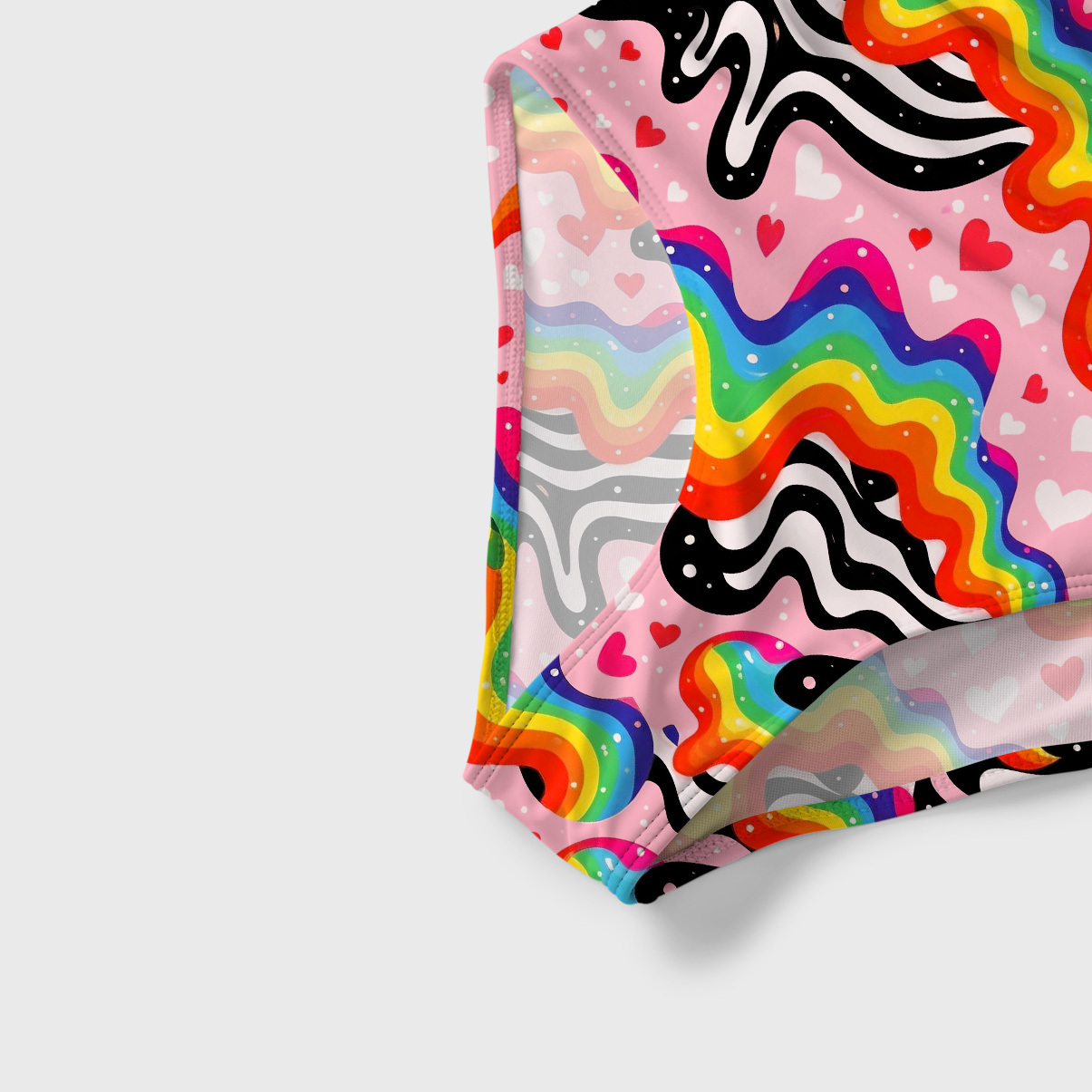 Purplehecate Groovy Melty Rainbow Hearts Wavy Slim-Strap Swimsuit