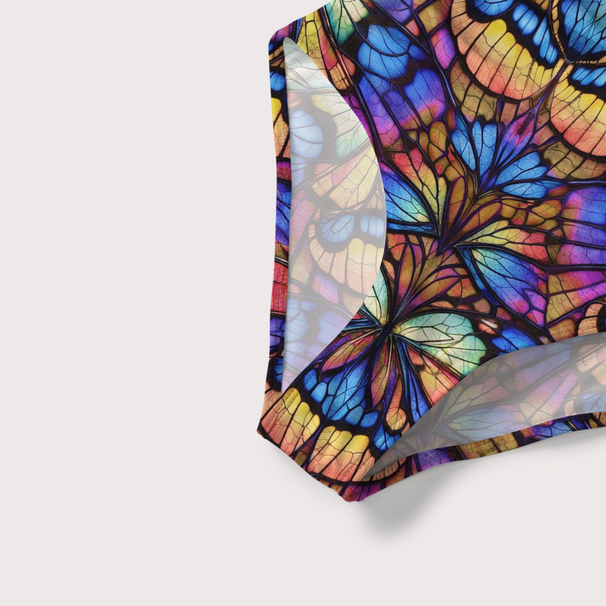 Purplehecate Colorful Butterfly Wing Pattern Slim-Strap Swimsuit