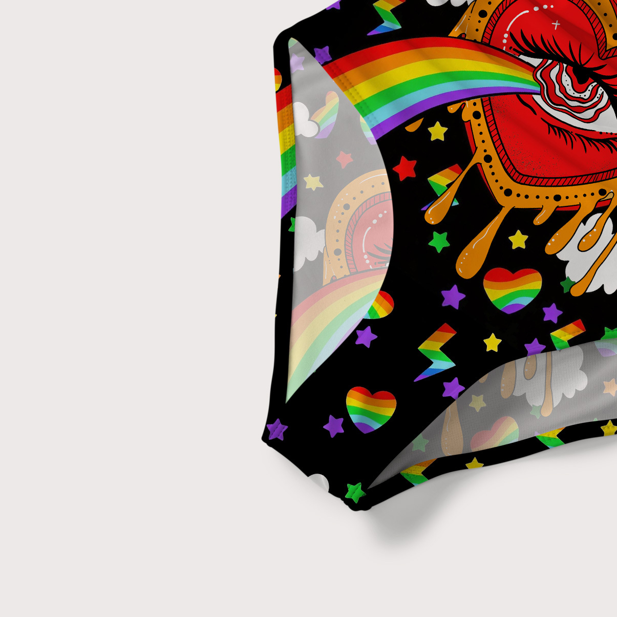 Purplehecate Rainbow Sacred Heart All Seeing Eye Pride Slim-Strap Swimsuit