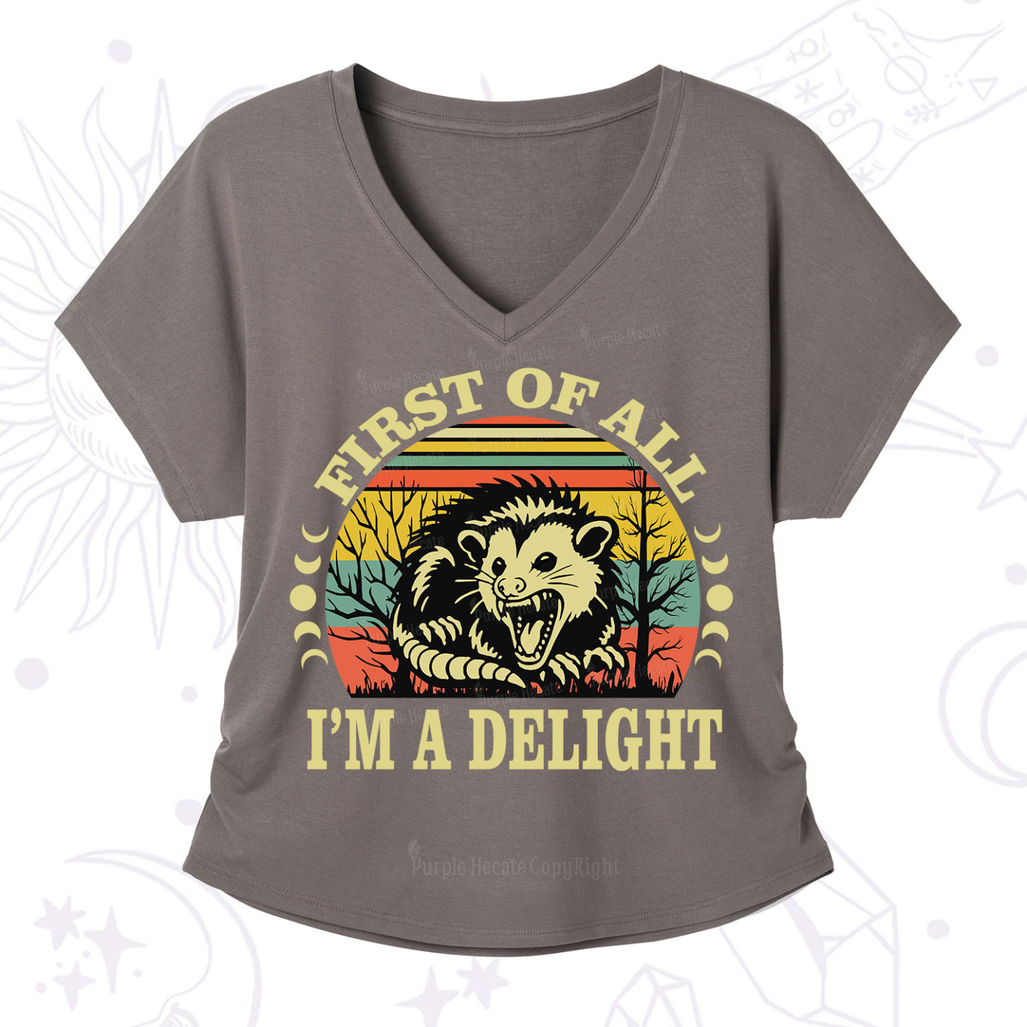 Purplehecate First Of All I'm A Delightful Opossum V-Neck T-Shirt