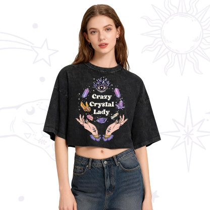 Purplehecate Crazy Crystal Lady Washed Cropped T-Shirt
