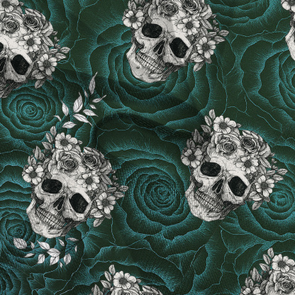 Purplehecate Rose Skull Mesh Cover Up Dress