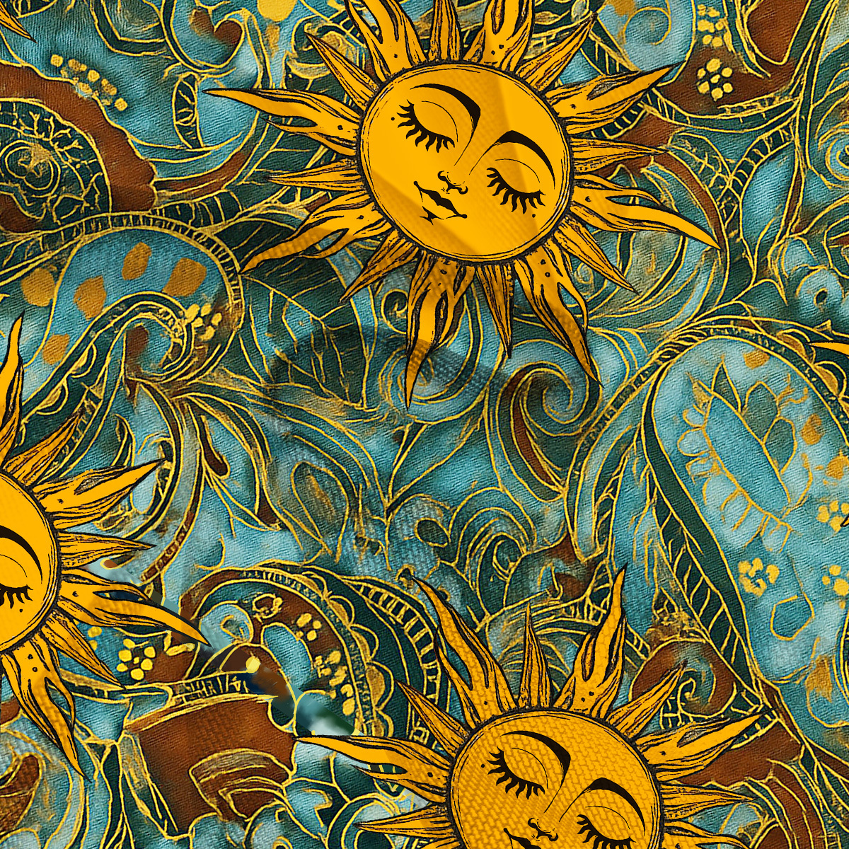 Purplehecate Golden Sun Wheel Mesh Cover Up Dress