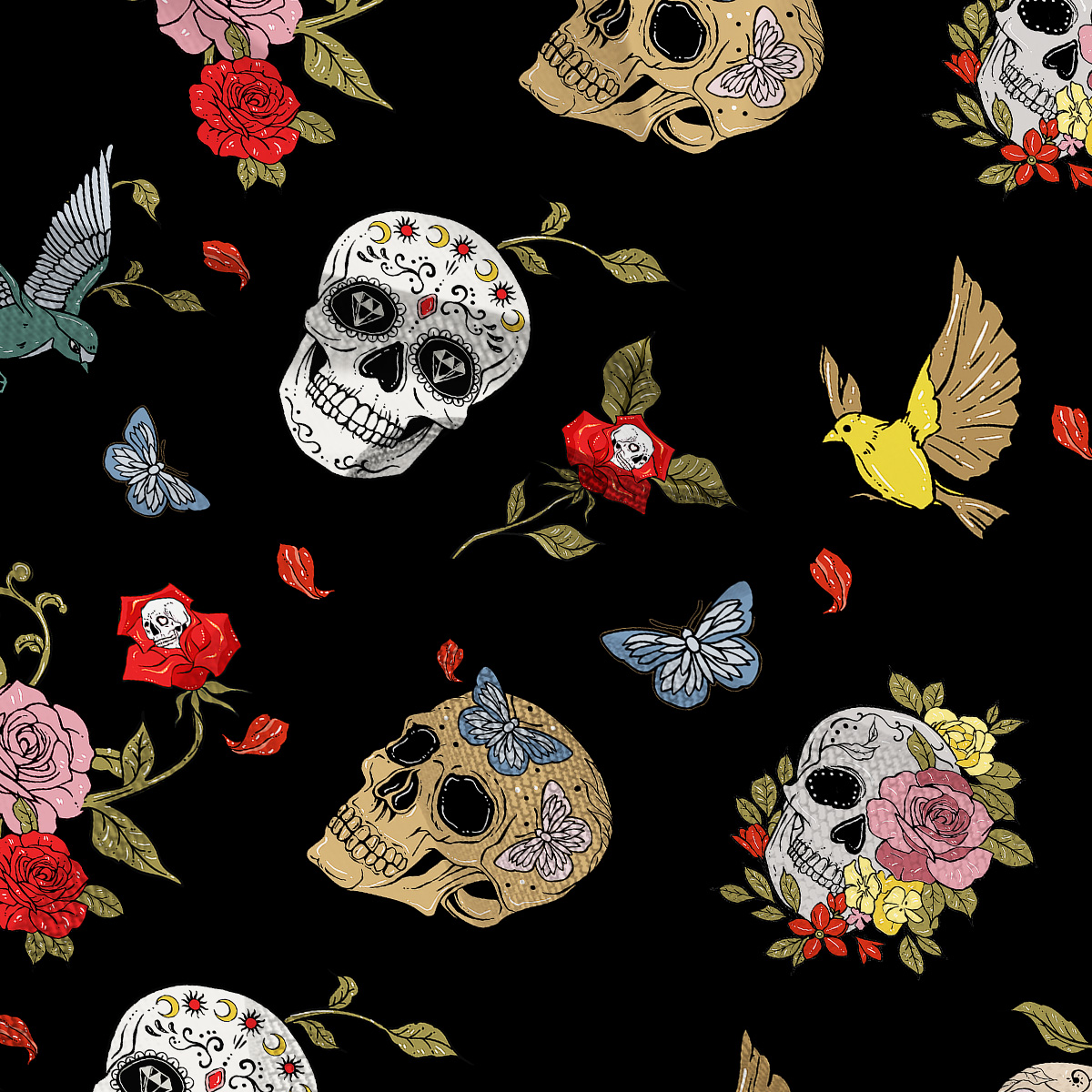 Purplehecate Skull Floral Mesh Cover Up Dress