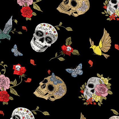 Purplehecate Skull Floral Mesh Cover Up Dress