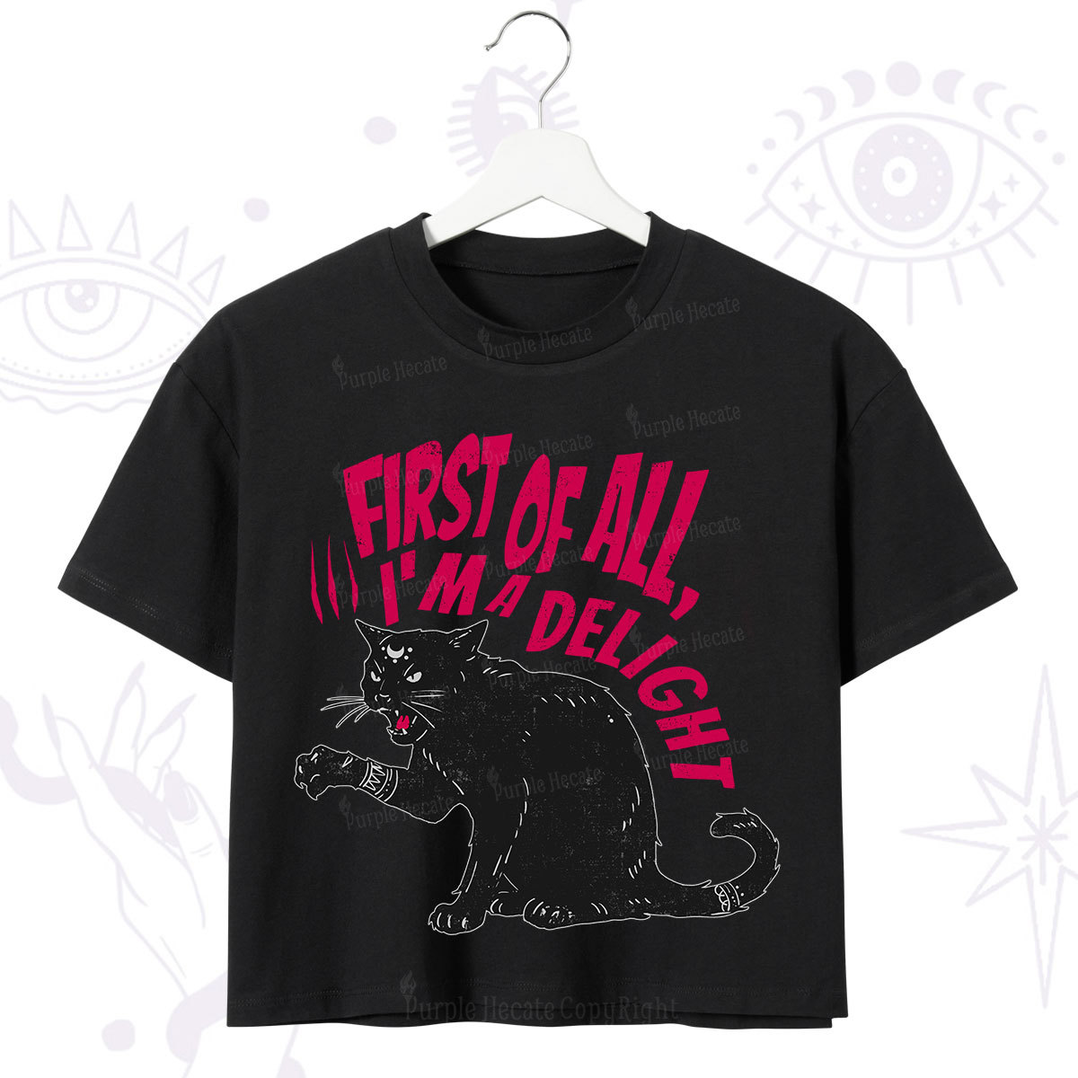 Purplehecate First Of All I'm A Delight Cat Crop T-Shirt