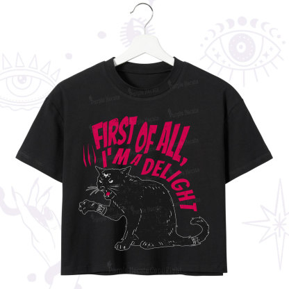 Purplehecate First Of All I'm A Delight Cat Crop T-Shirt