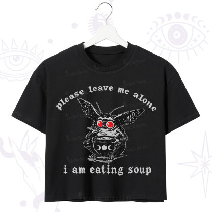 Purplehecate Mothman Eating Soup Crop T-Shirt