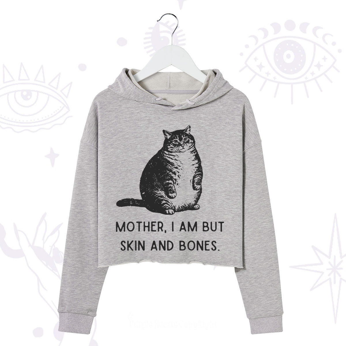 Purplehecate Cat Mother I Am But Skin And Bones Crop Hoodie