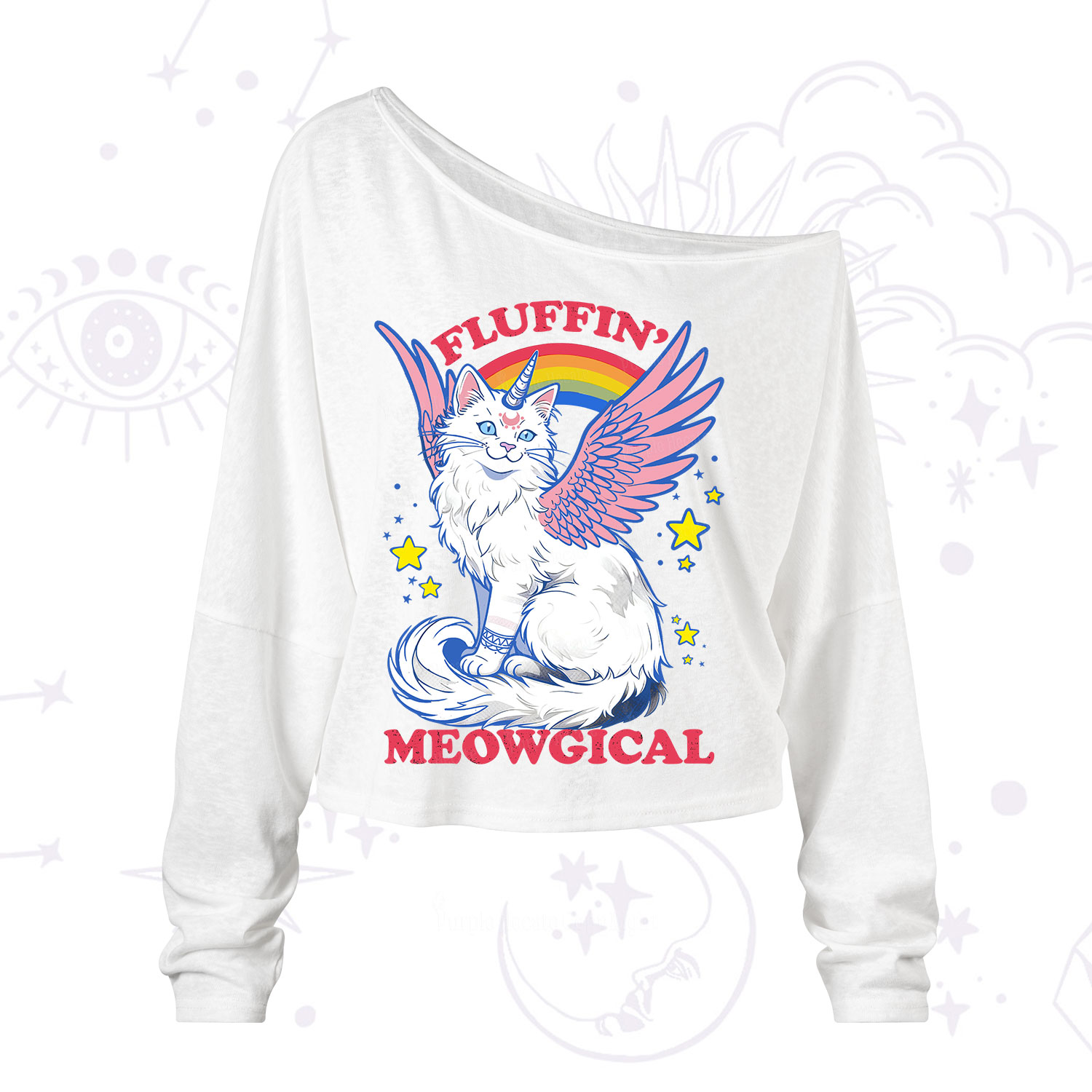 Purplehecate Fluffin Meowgical One Shoulder Long Sleeve Shirt