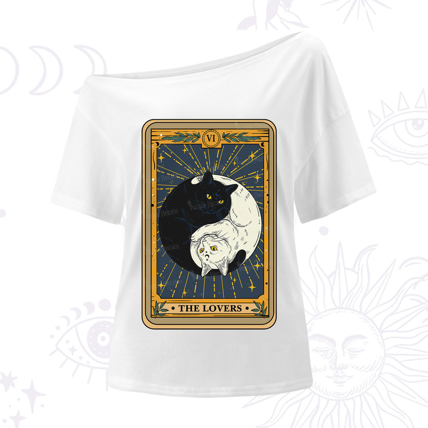 Purplehecate The Lovers Cat Tarot One Shoulder T-Shirt
