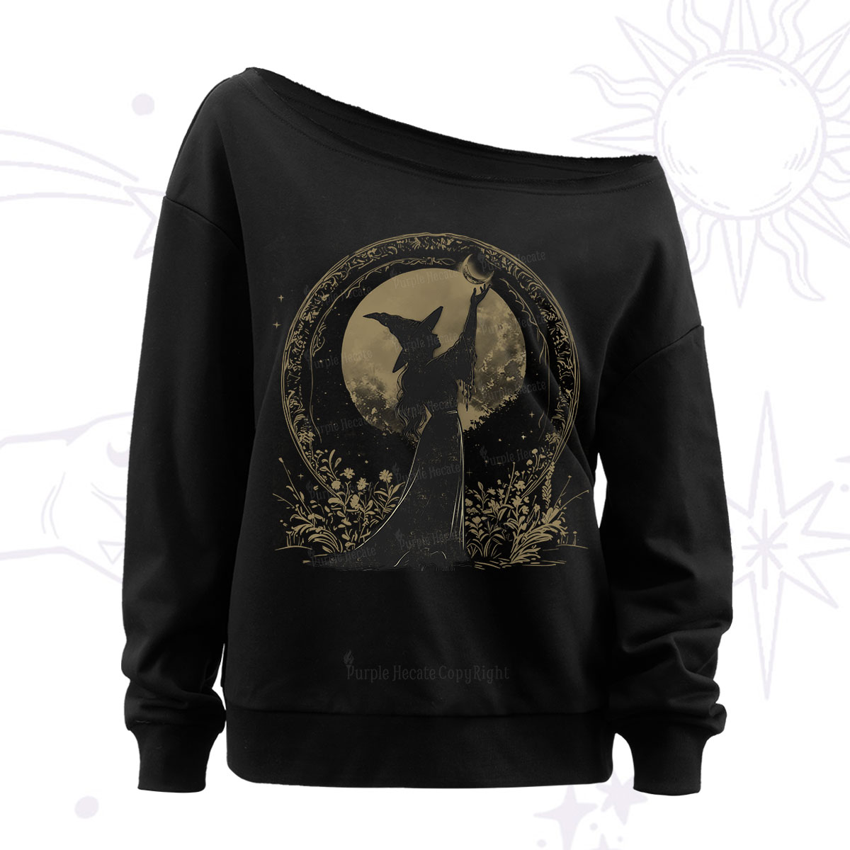 Purplehecate The Moon Witch Off The Shoulder Sweatshirt