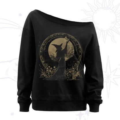 Purplehecate The Moon Witch Off The Shoulder Sweatshirt