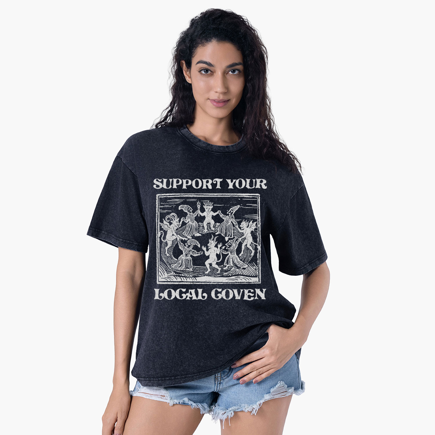 Purplehecate Support Your Local Coven Washed T-Shirt